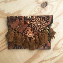 Load image into Gallery viewer, Embroidered Clutch Purse with Fringe Accents