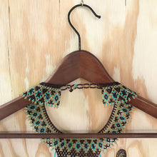 Load image into Gallery viewer, TRIANGULO Turquoise, Purple, & Gold Beaded Fringe Necklace