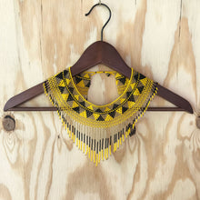Load image into Gallery viewer, GUERRERA Yellow & Black Beaded Fringe Necklace
