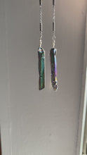 Load and play video in Gallery viewer, Rainbow Aura Quartz Stainless Steel Shoulder Duster Earrings
