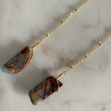Load image into Gallery viewer, Snakeskin Jasper 18K Gold Plated Chain Shoulder Duster Earrings
