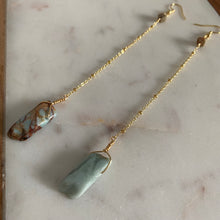 Load image into Gallery viewer, Snakeskin Jasper 18K Gold Plated Chain Shoulder Duster Earrings
