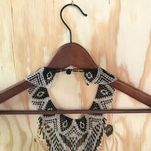 Load image into Gallery viewer, REINA Black &amp; White Beaded Fringe Necklace

