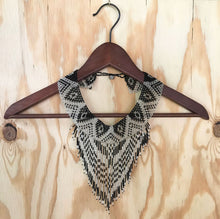 Load image into Gallery viewer, REINA Black &amp; White Beaded Fringe Necklace

