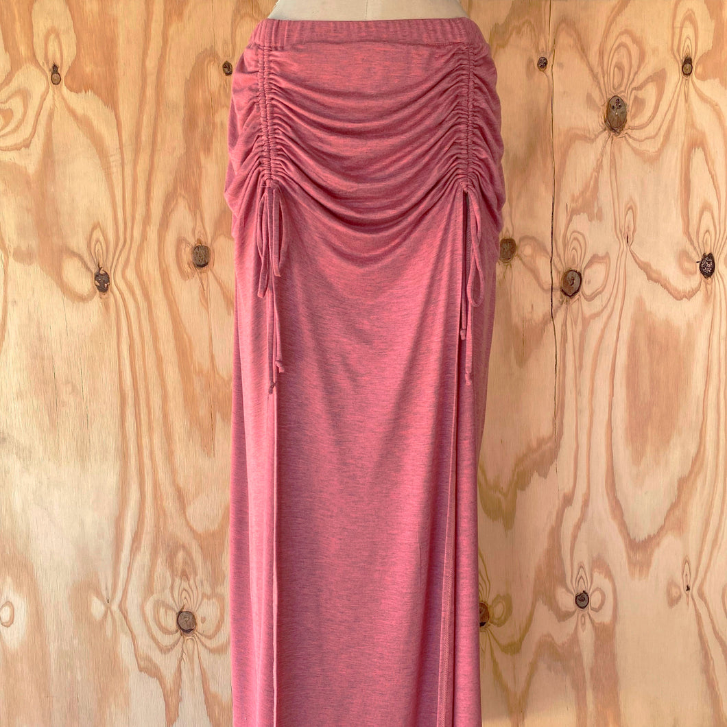 High Slit Eucalyptus Maxi Skirt with Cinch Detail (Available in 5 colors)