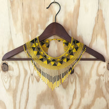 Load image into Gallery viewer, GUERRERA Yellow &amp; Black Beaded Fringe Necklace
